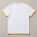 Handmade organic cotton t-shirt with crochet accents by Ana Chic