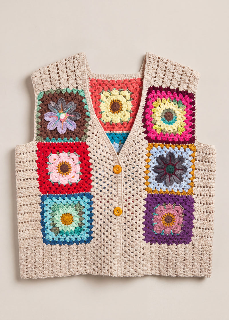 Handmade organic cotton crochet vest by Ana Chic