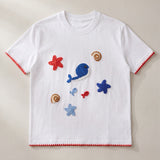Handmade organic cotton t-shirt with crochet accents by Ana Chic