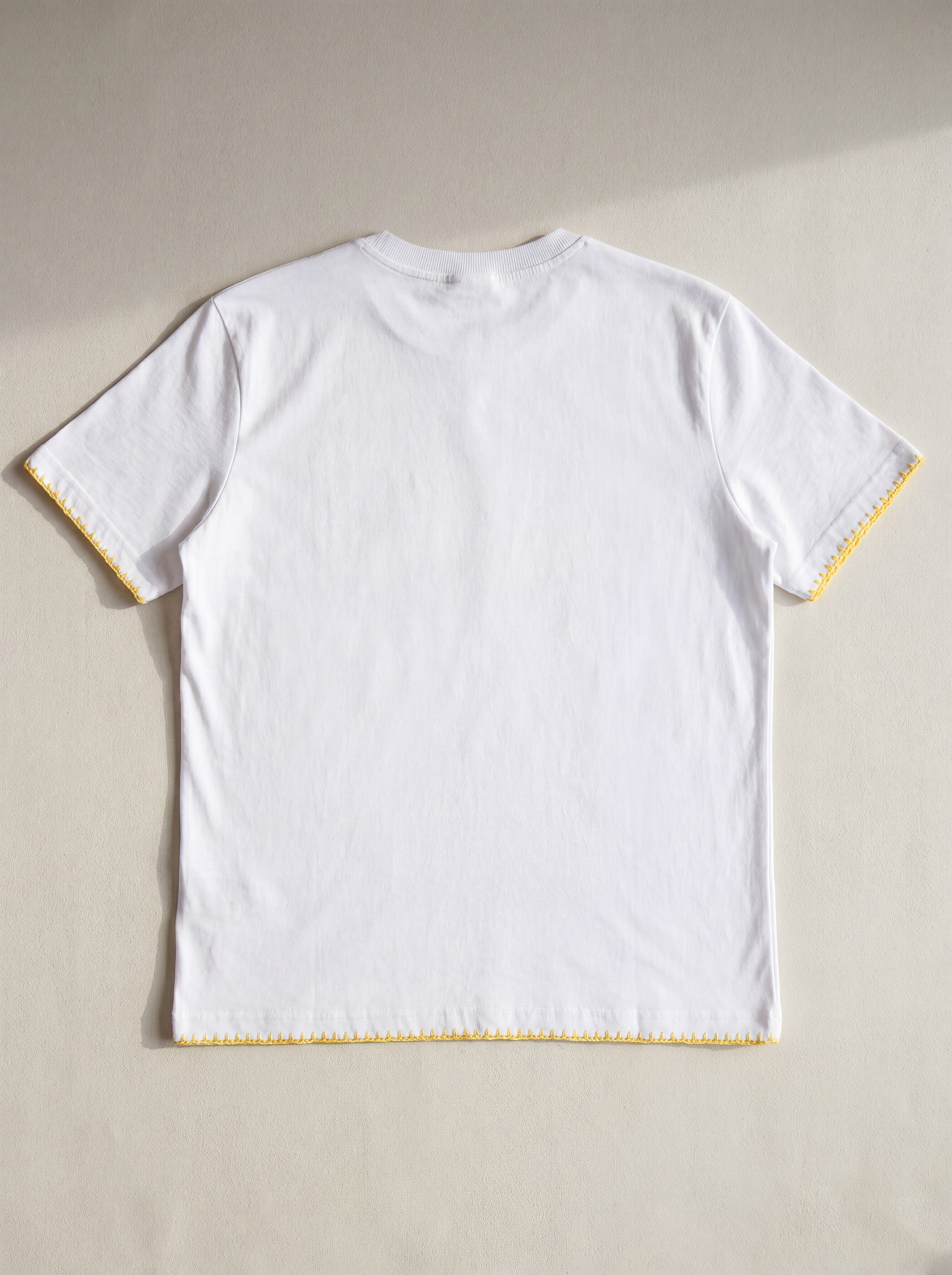Handmade organic cotton t-shirt with crochet accents by Ana Chic