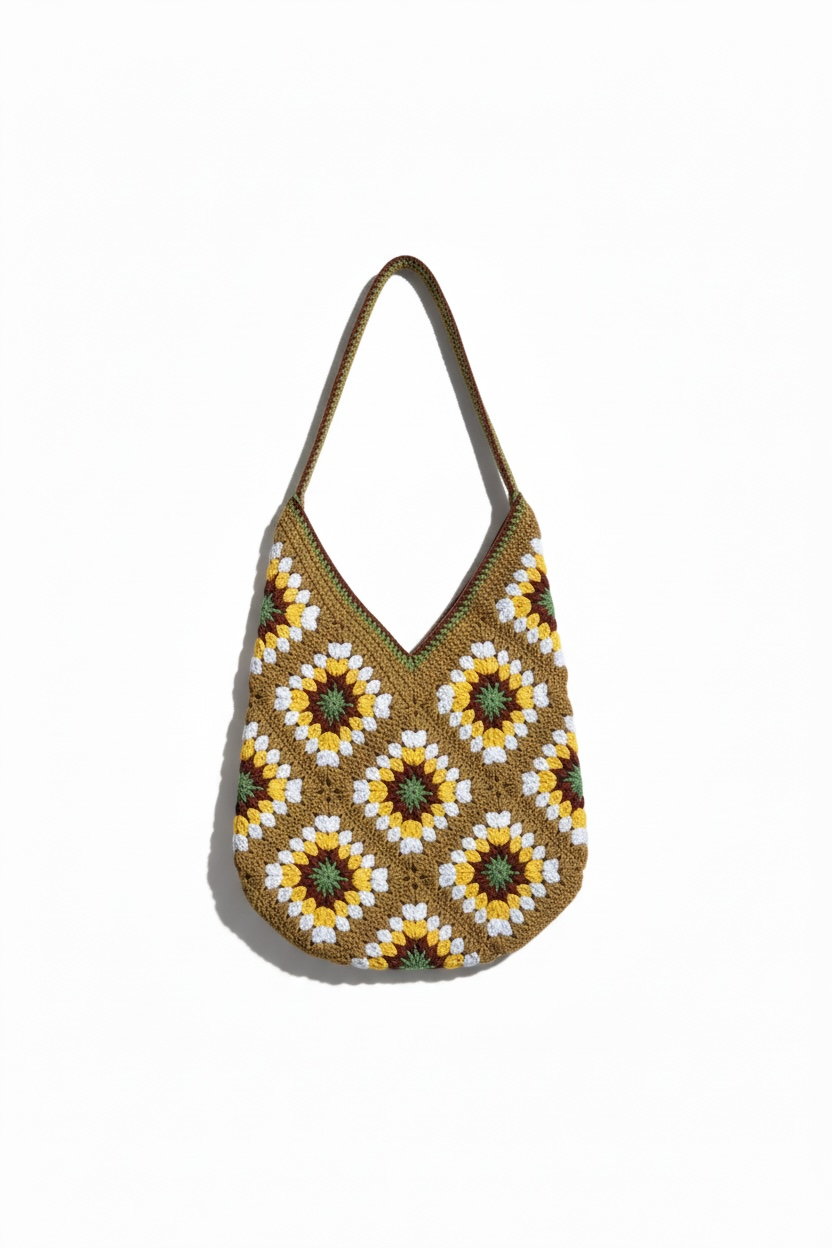 Granny Bag — handmade organic cotton crochet bag by Ana Chic, styled view