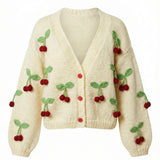 Cherry Knitted Cardigan — handmade organic cotton knit cardigan by Ana Chic