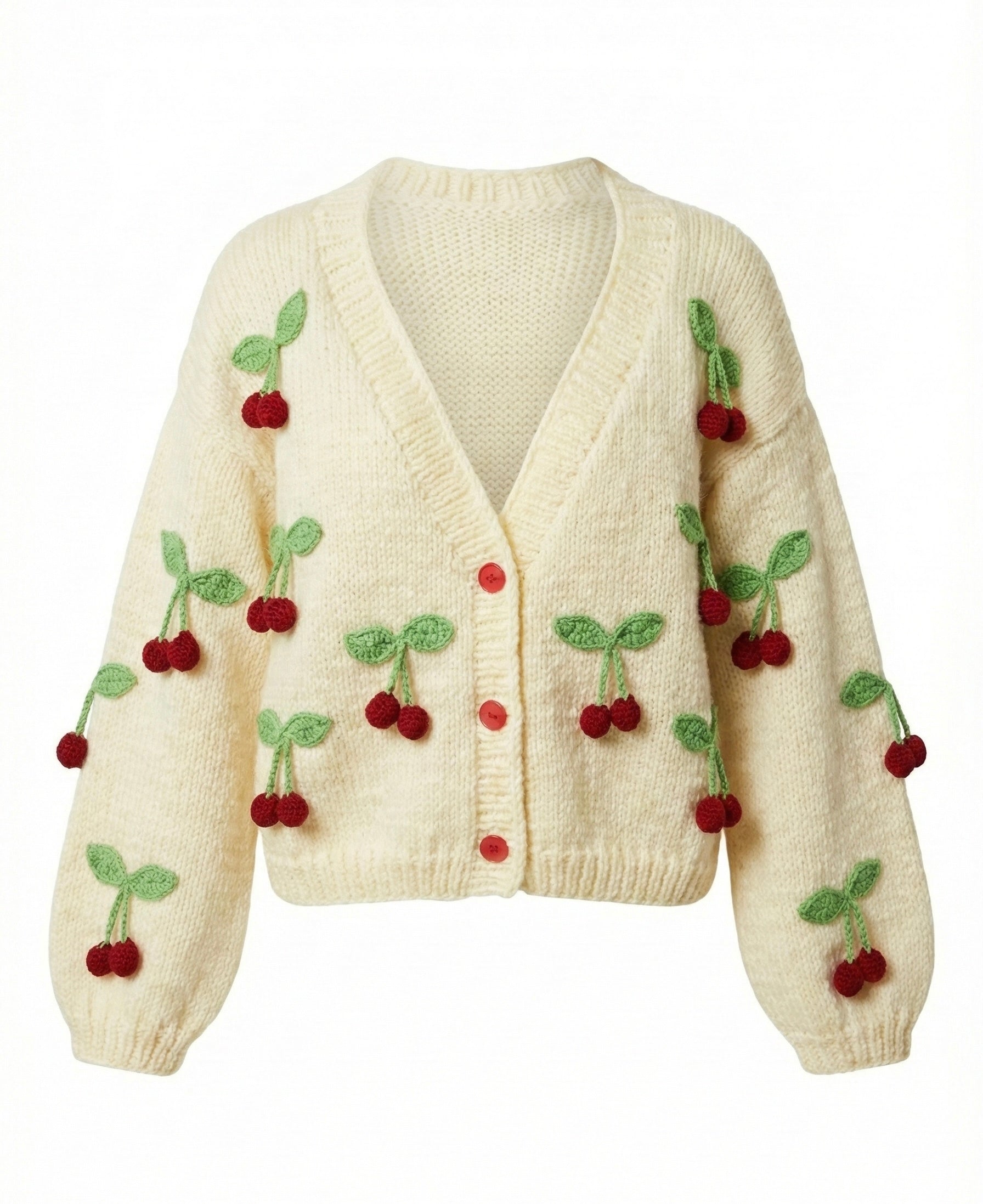 Cherry Knitted Cardigan — handmade organic cotton knit cardigan by Ana Chic