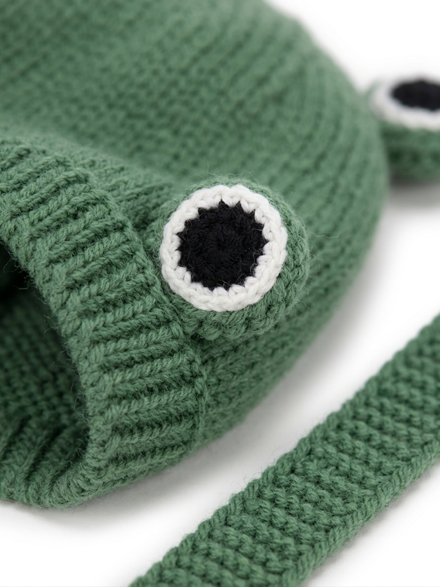 Handmade Beanie by Ana Chic - Froggy Beanie with Ties