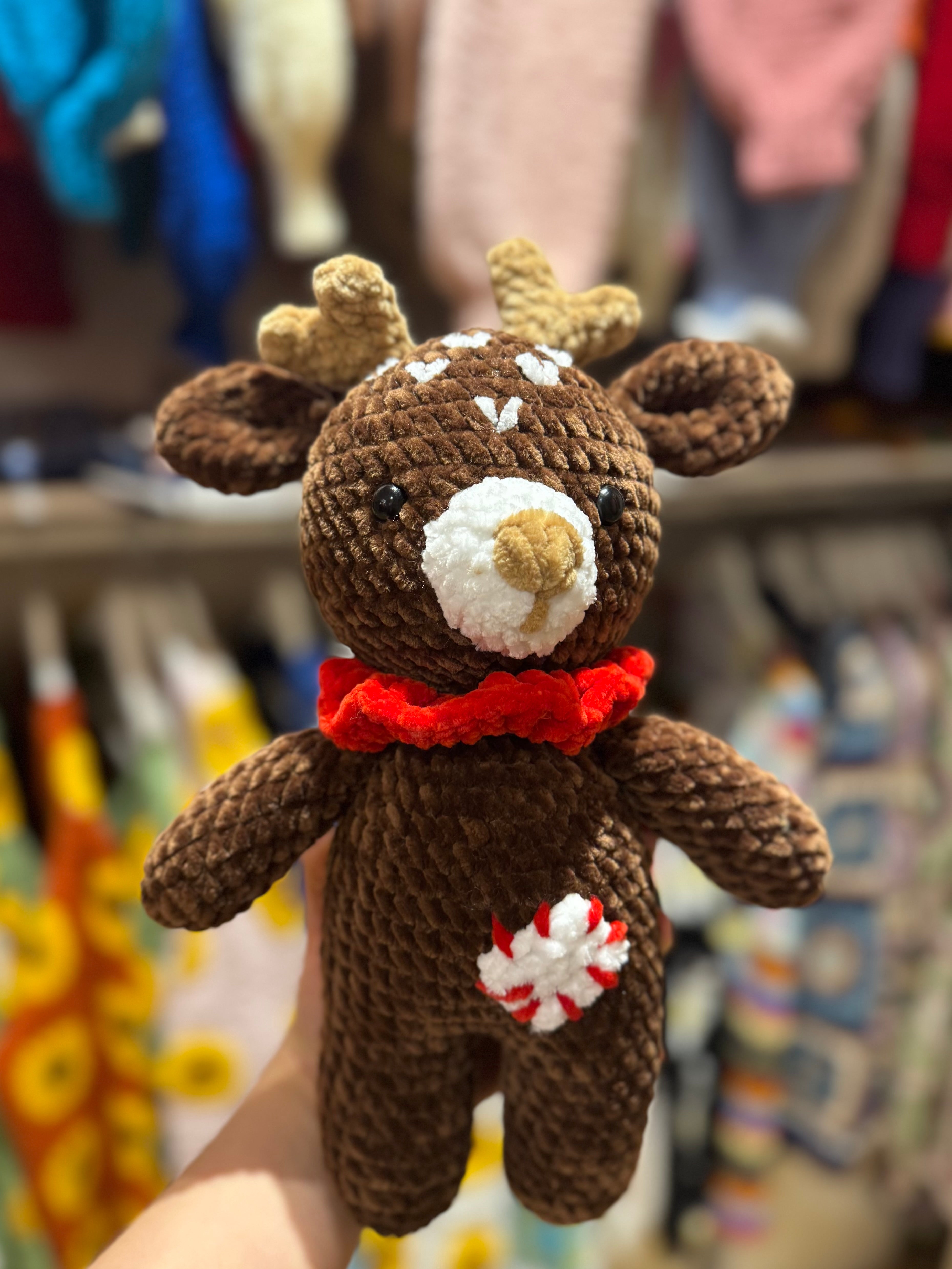 Handmade organic cotton crochet reindeer toy by Ana Chic