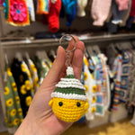 Handmade organic cotton crochet duck keychain by Ana Chic