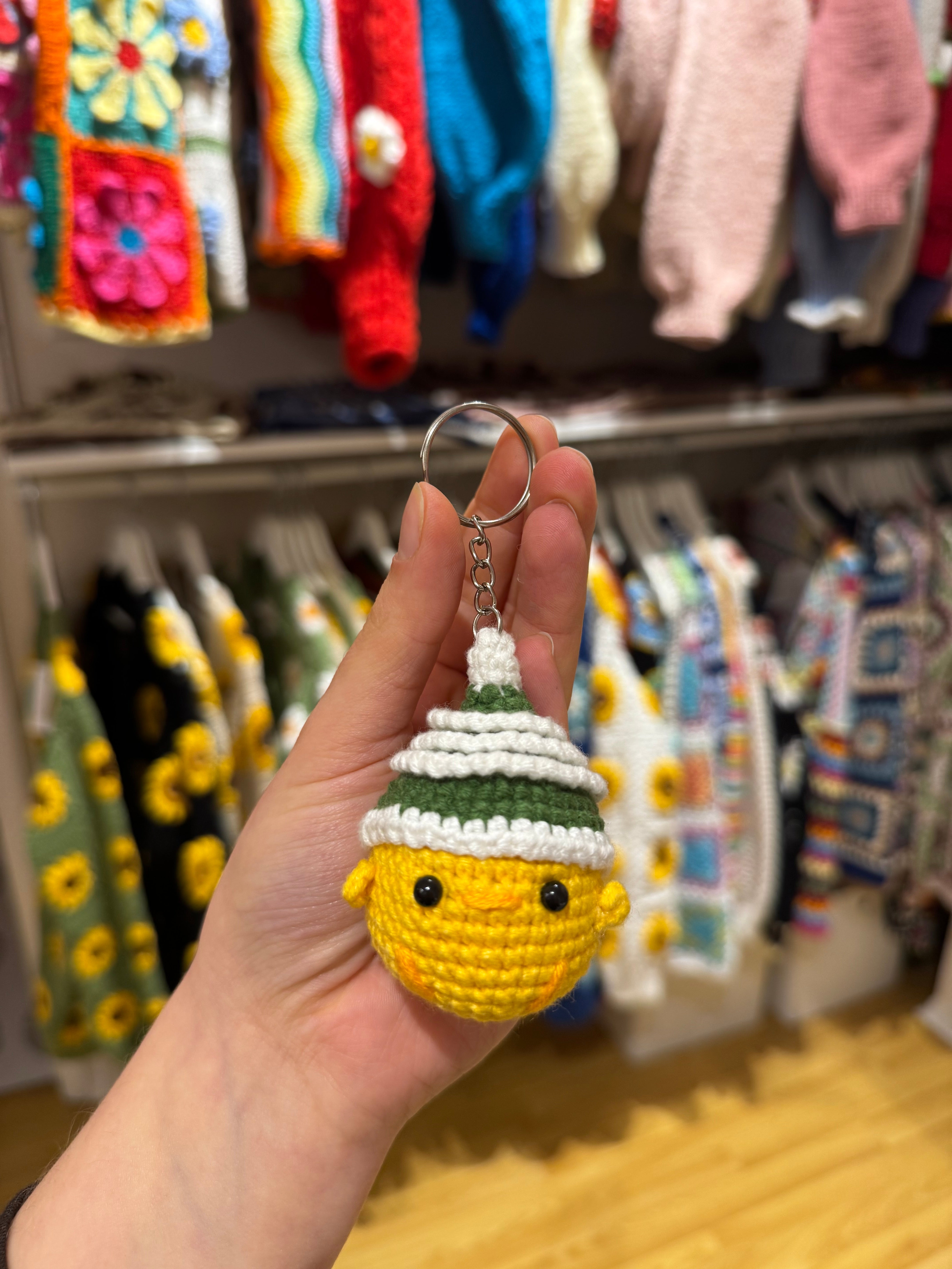 Handmade organic cotton crochet duck keychain by Ana Chic