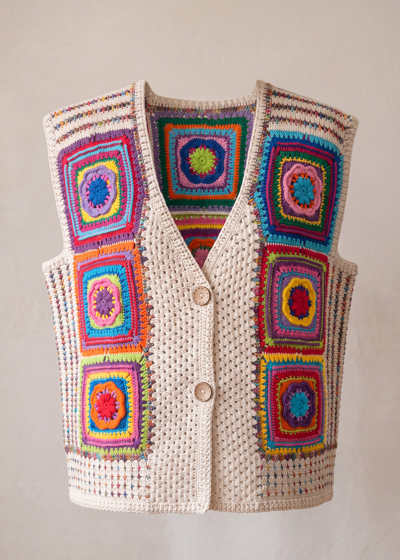 Handmade organic cotton crochet vest by Ana Chic