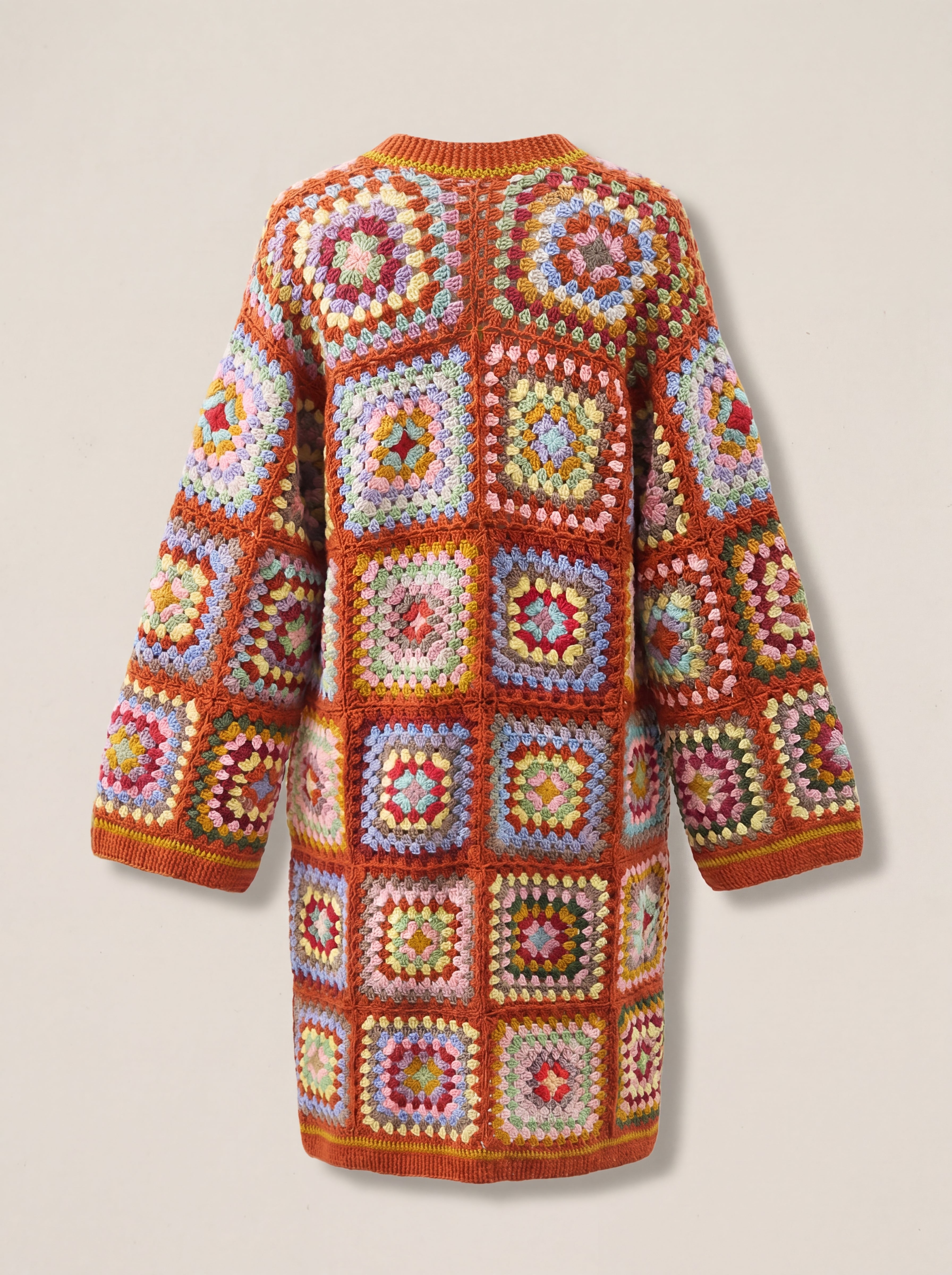 Handmade organic cotton long crochet cardigan by Ana Chic