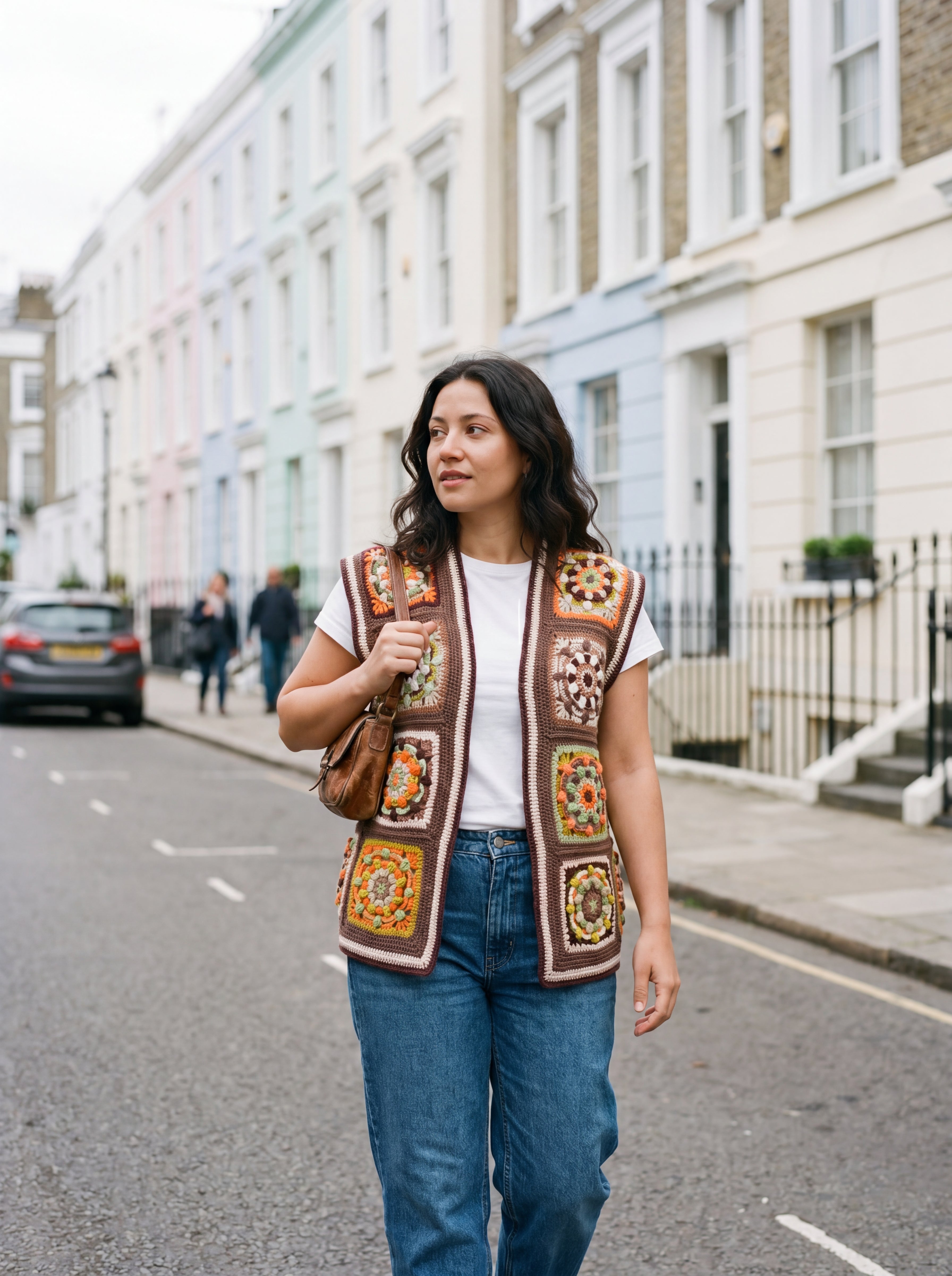 Handmade crochet vest, London street style — Ana Chic