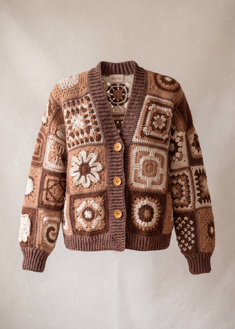 Handmade organic cotton crochet cardigan by Ana Chic