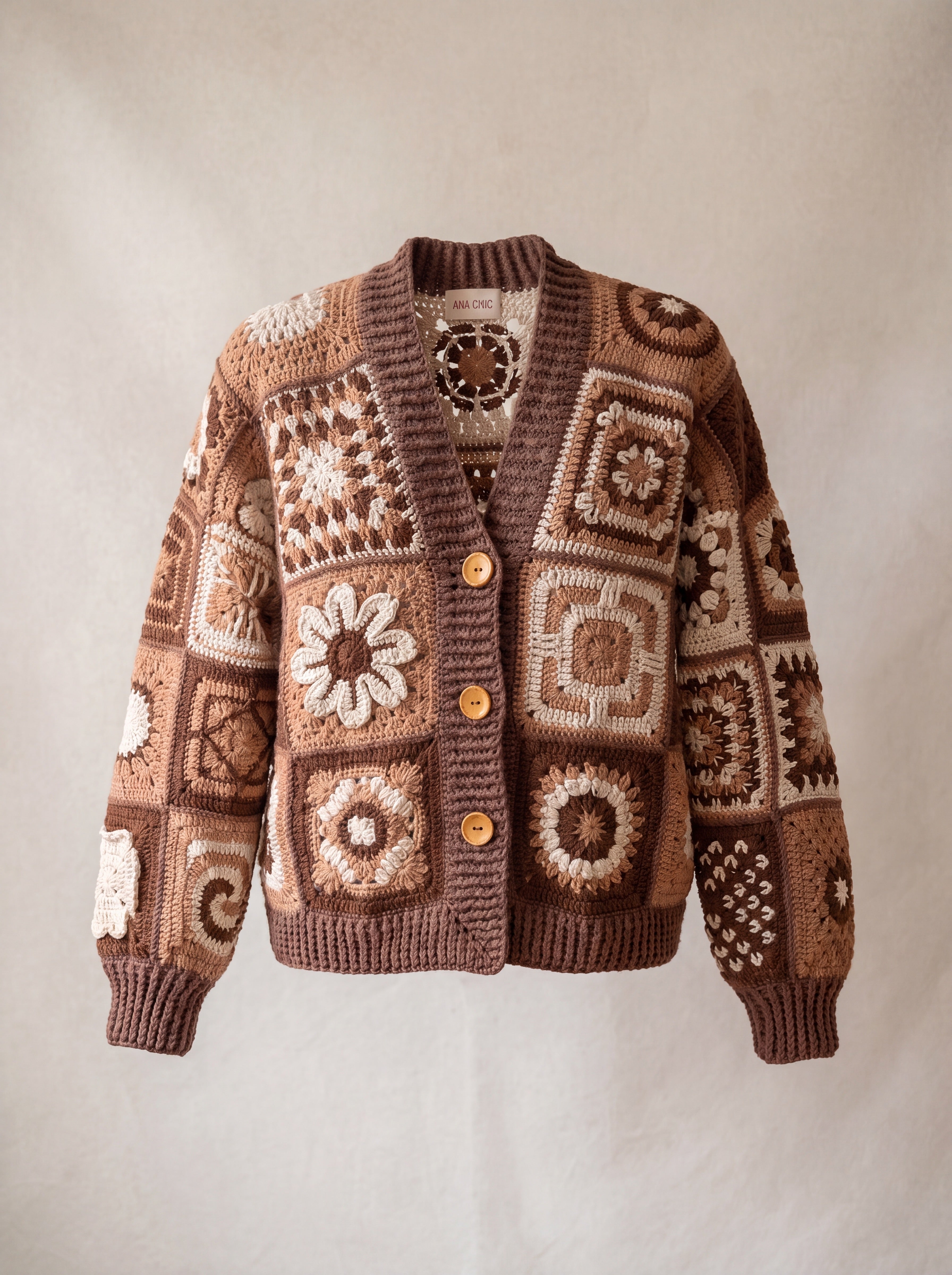 Handmade organic cotton crochet cardigan by Ana Chic