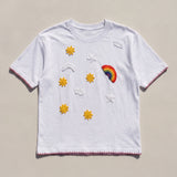 Handmade organic cotton t-shirt with crochet accents by Ana Chic