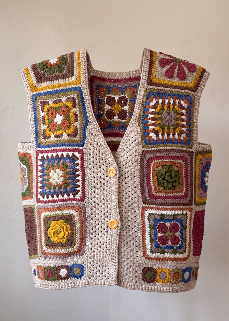 Handmade organic cotton crochet vest by Ana Chic