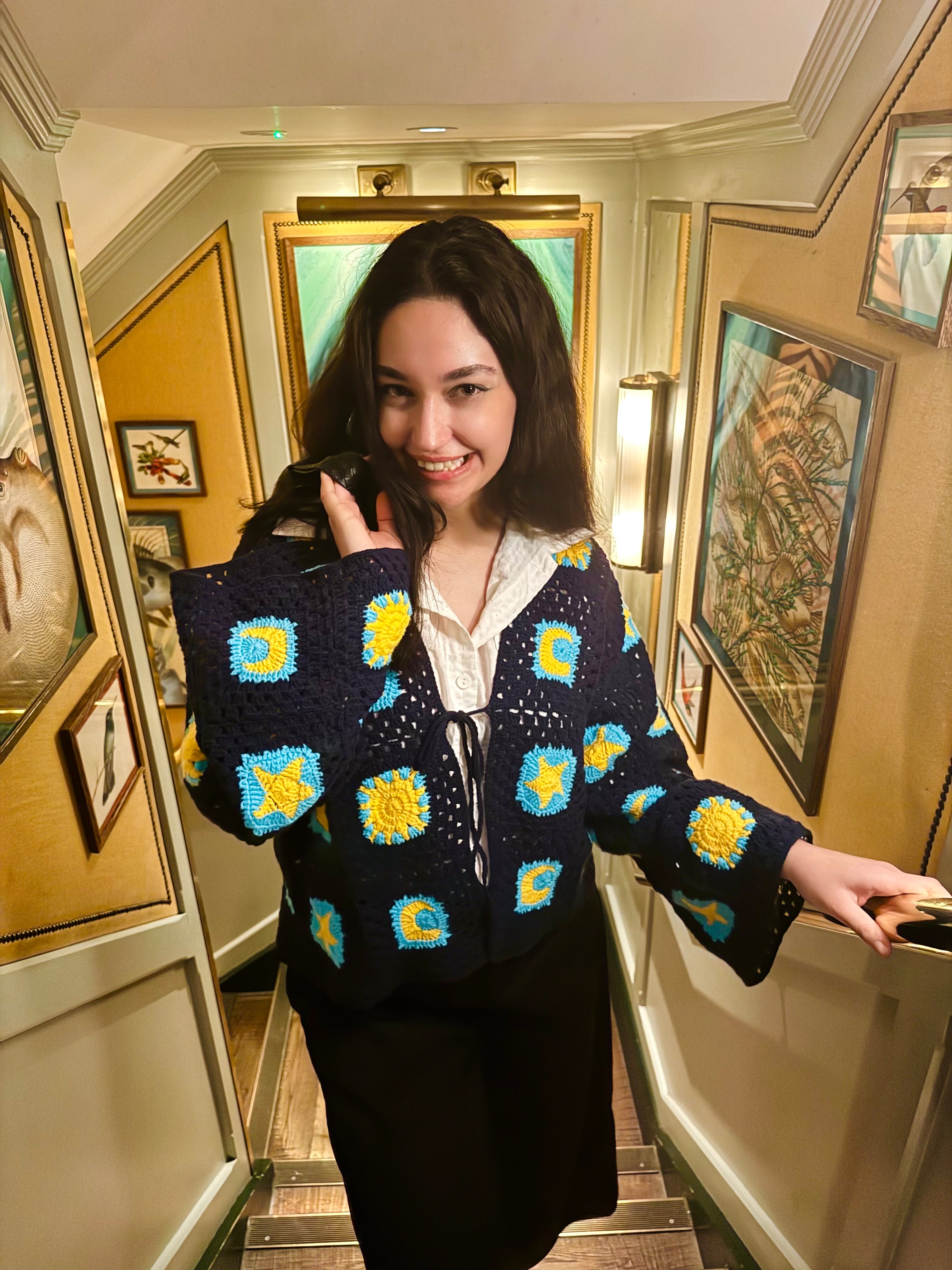 Handmade organic cotton crochet starry night by Ana Chic