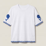 Handmade organic cotton t-shirt with crochet accents by Ana Chic