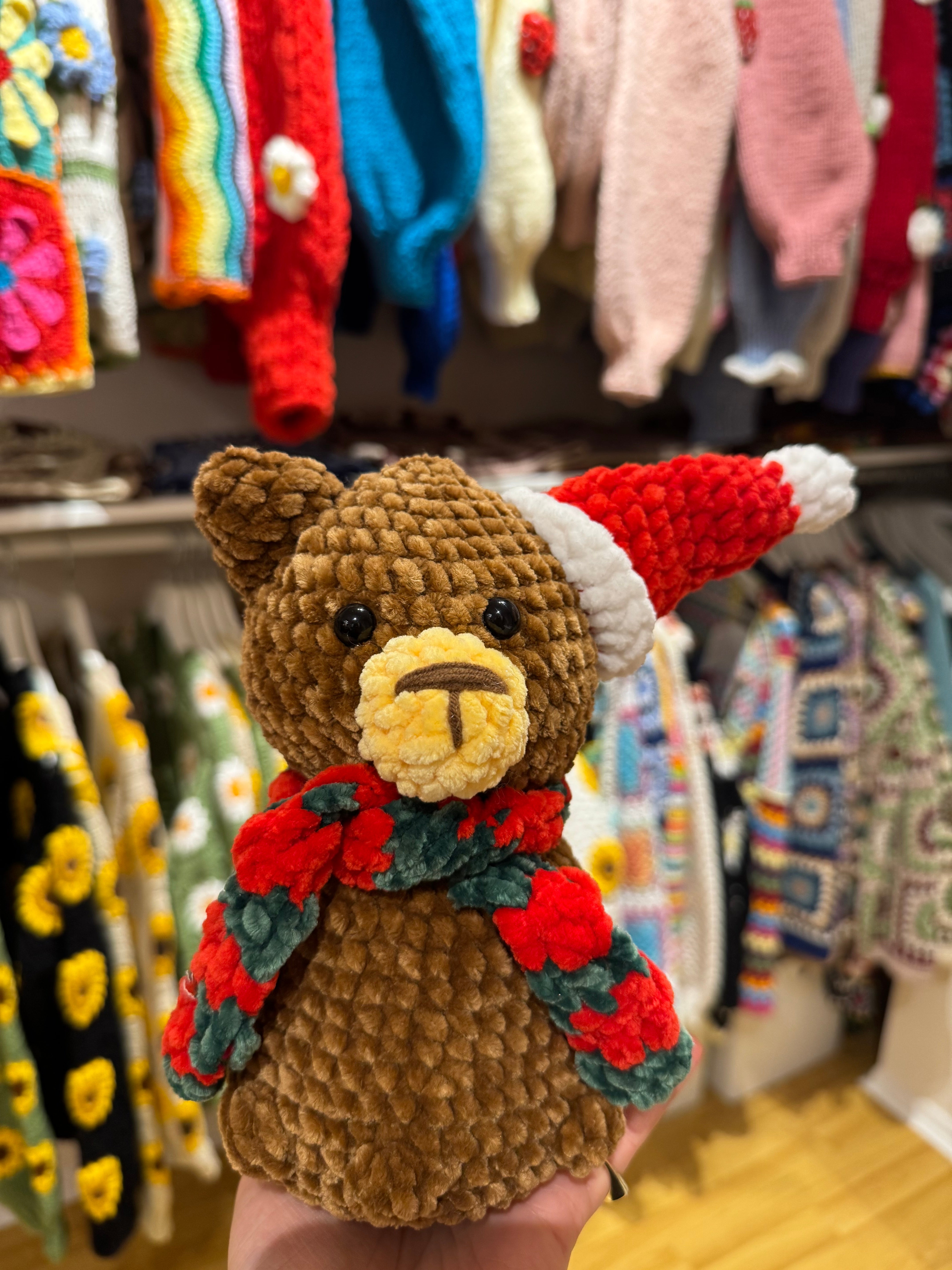 Handmade organic cotton crochet bear toy by Ana Chic