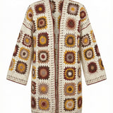 Boho long cardi — handmade organic cotton crochet cardigan by Ana Chic