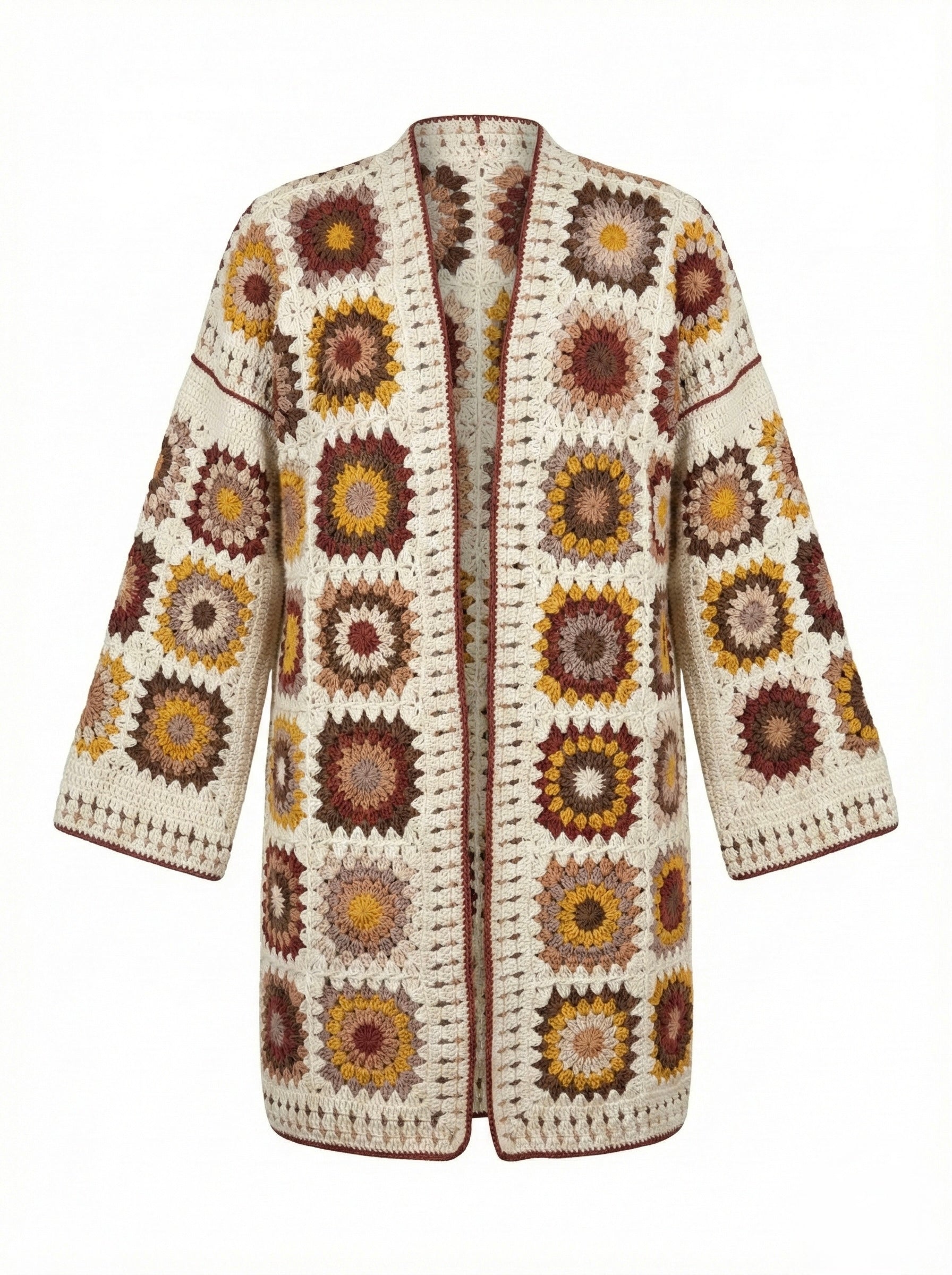 Boho long cardi — handmade organic cotton crochet cardigan by Ana Chic