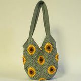 Handmade organic cotton crochet sunflower bag by Ana Chic