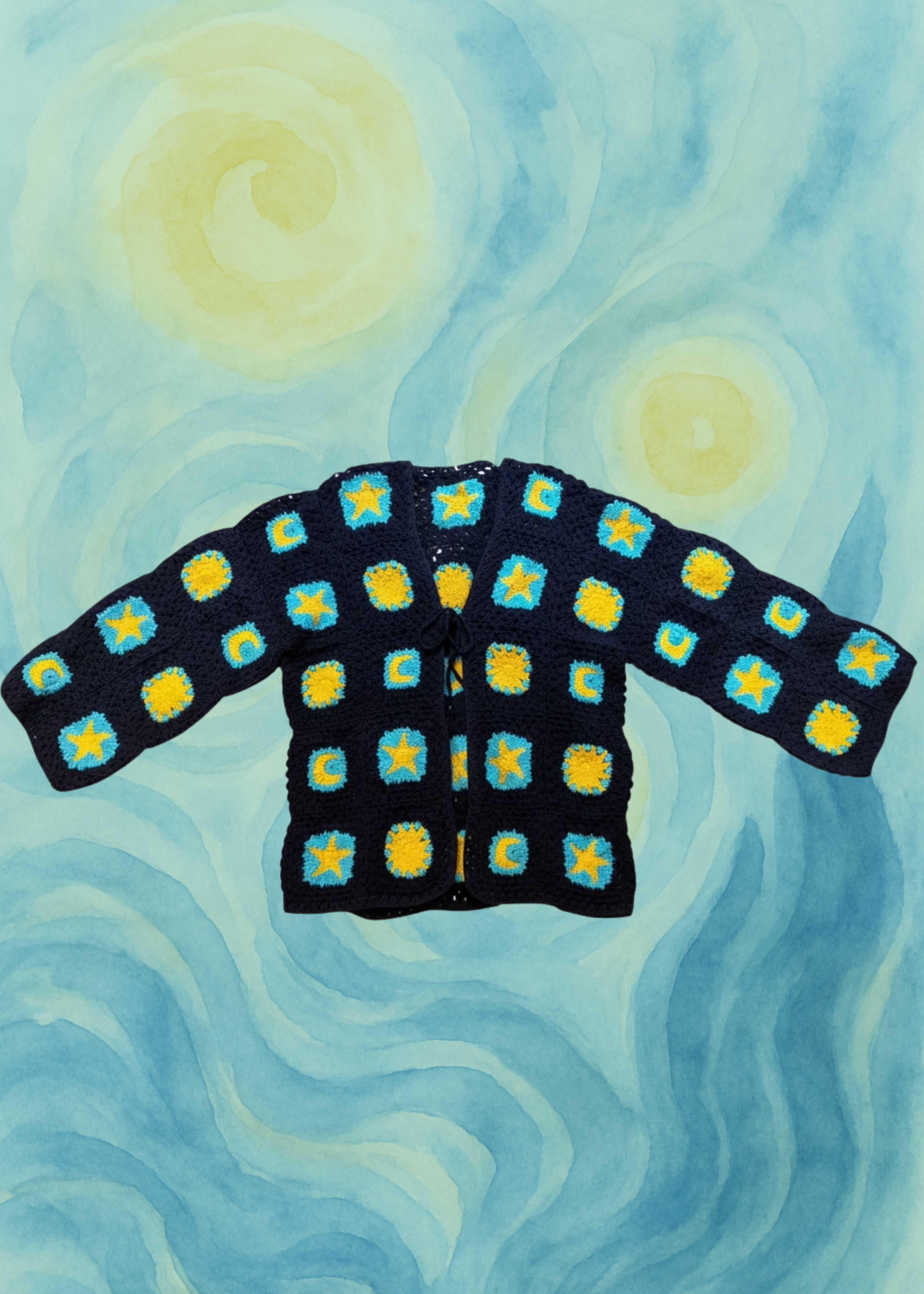 Handmade organic cotton crochet starry night by Ana Chic