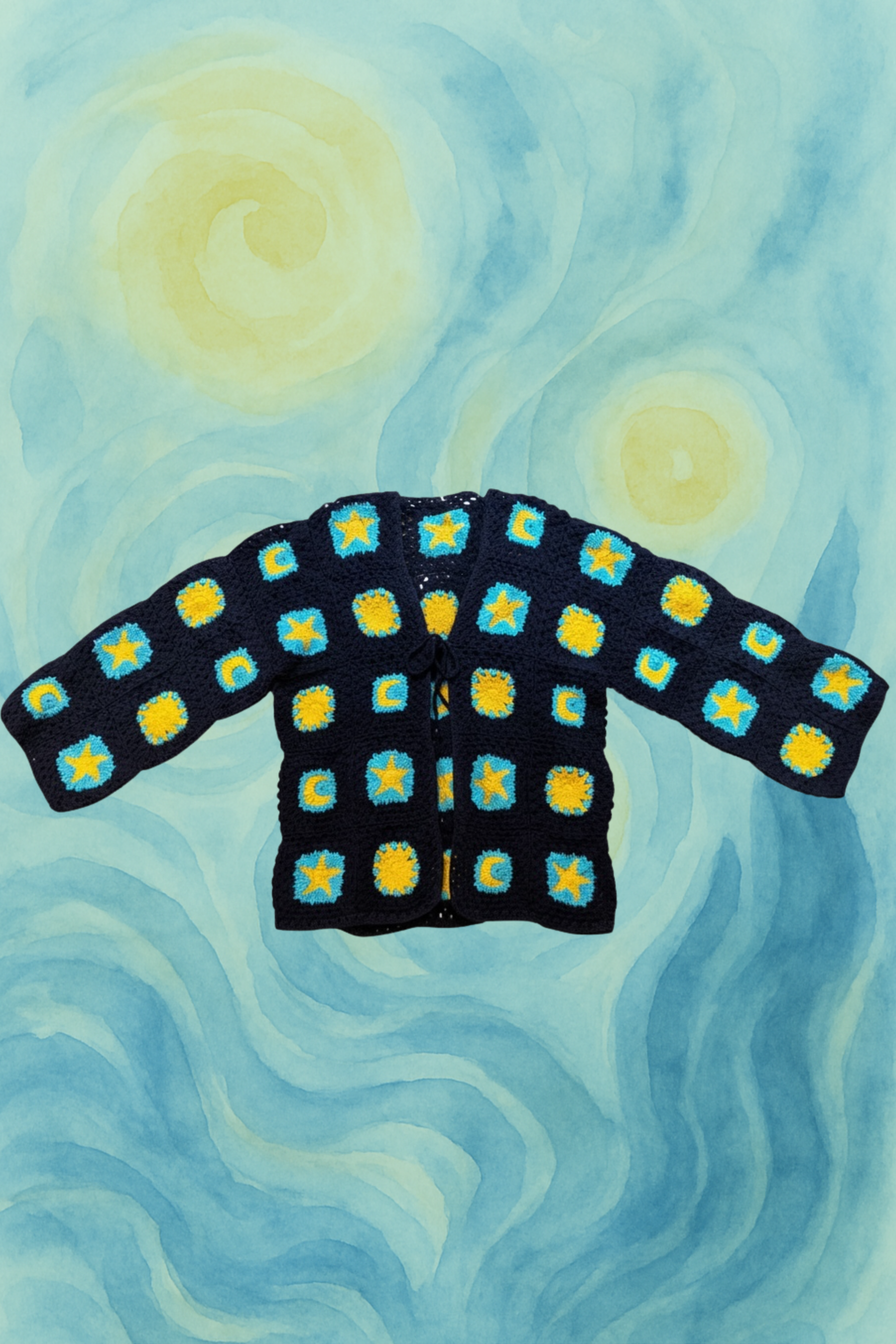 Handmade organic cotton crochet starry night by Ana Chic