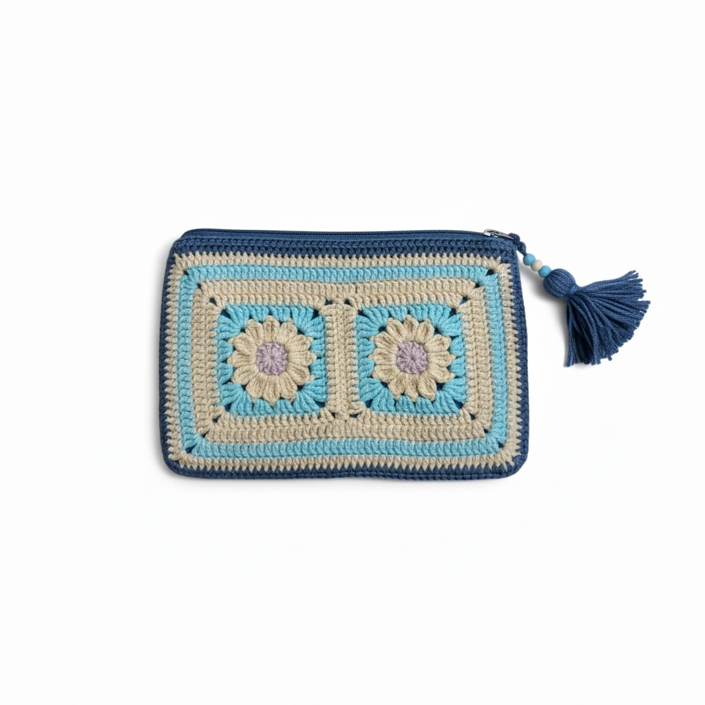 Pencil case — handmade organic cotton crochet accessories by Ana Chic
