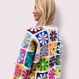 Handmade organic cotton crochet sunny petal cardigan by Ana Chic