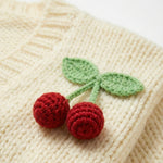 Cherry Knitted Cardigan — handmade organic cotton knit cardigan by Ana Chic, styled view