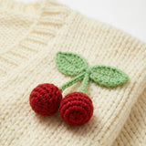 Cherry Knitted Cardigan — handmade organic cotton knit cardigan by Ana Chic, styled view