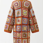 glow brown long — handmade organic cotton crochet cardigan by Ana Chic, styled view