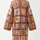 glow brown long — handmade organic cotton crochet cardigan by Ana Chic, styled view