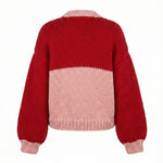 Strawberry Pocket – Chunky Wool Hand-Knitted Cardigan — handmade chunky wool hand-knit cardigan by Ana Chic, styled view