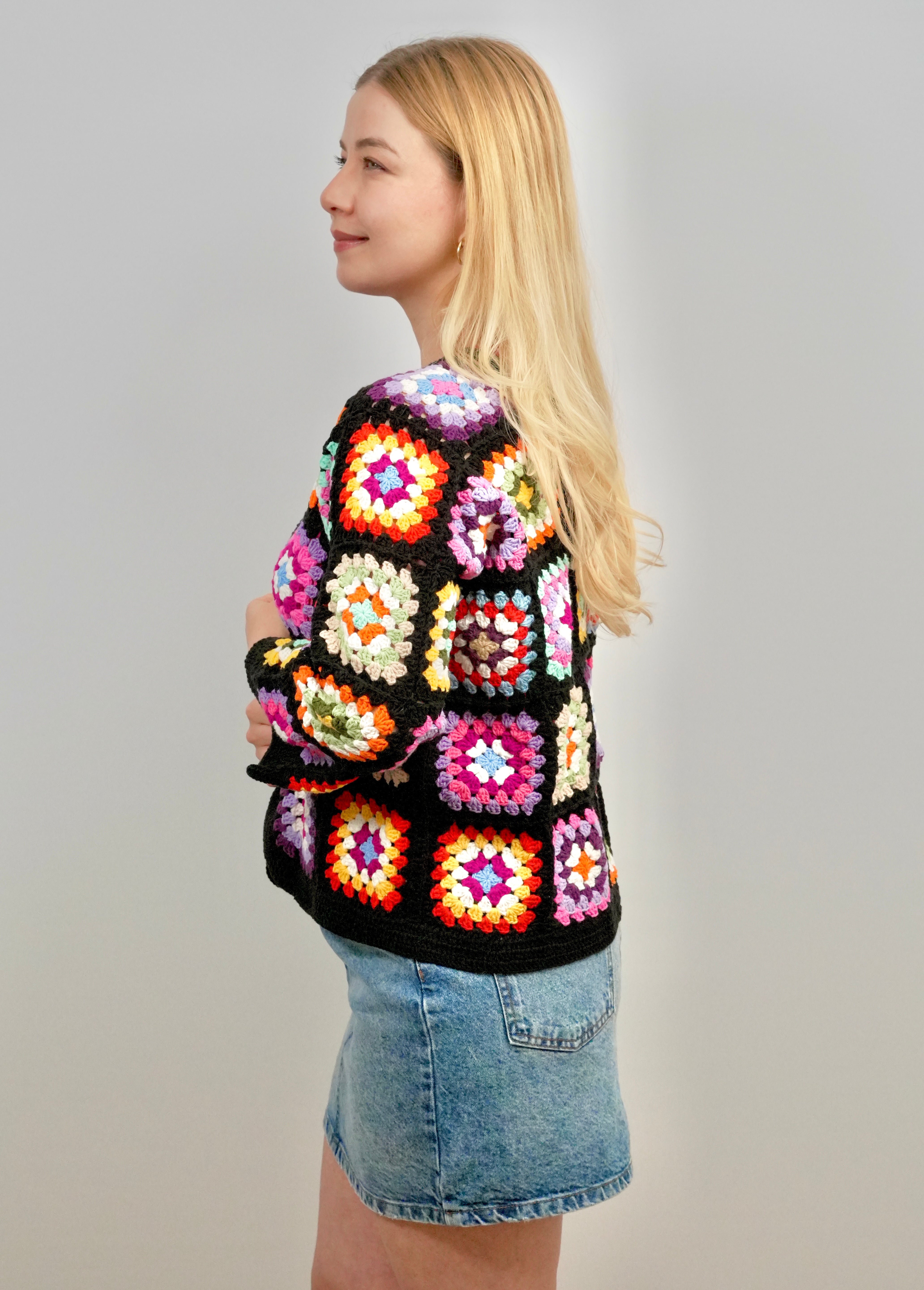 Handmade organic cotton crochet glow black regular by Ana Chic