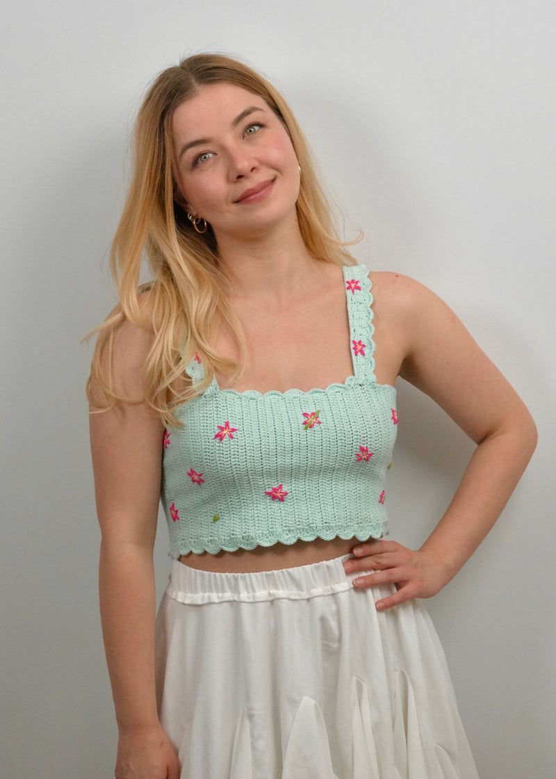Fiora baby blue crochet crop top