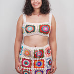 Mosaic crop top - handmade organic cotton crochet by Ana Chic
