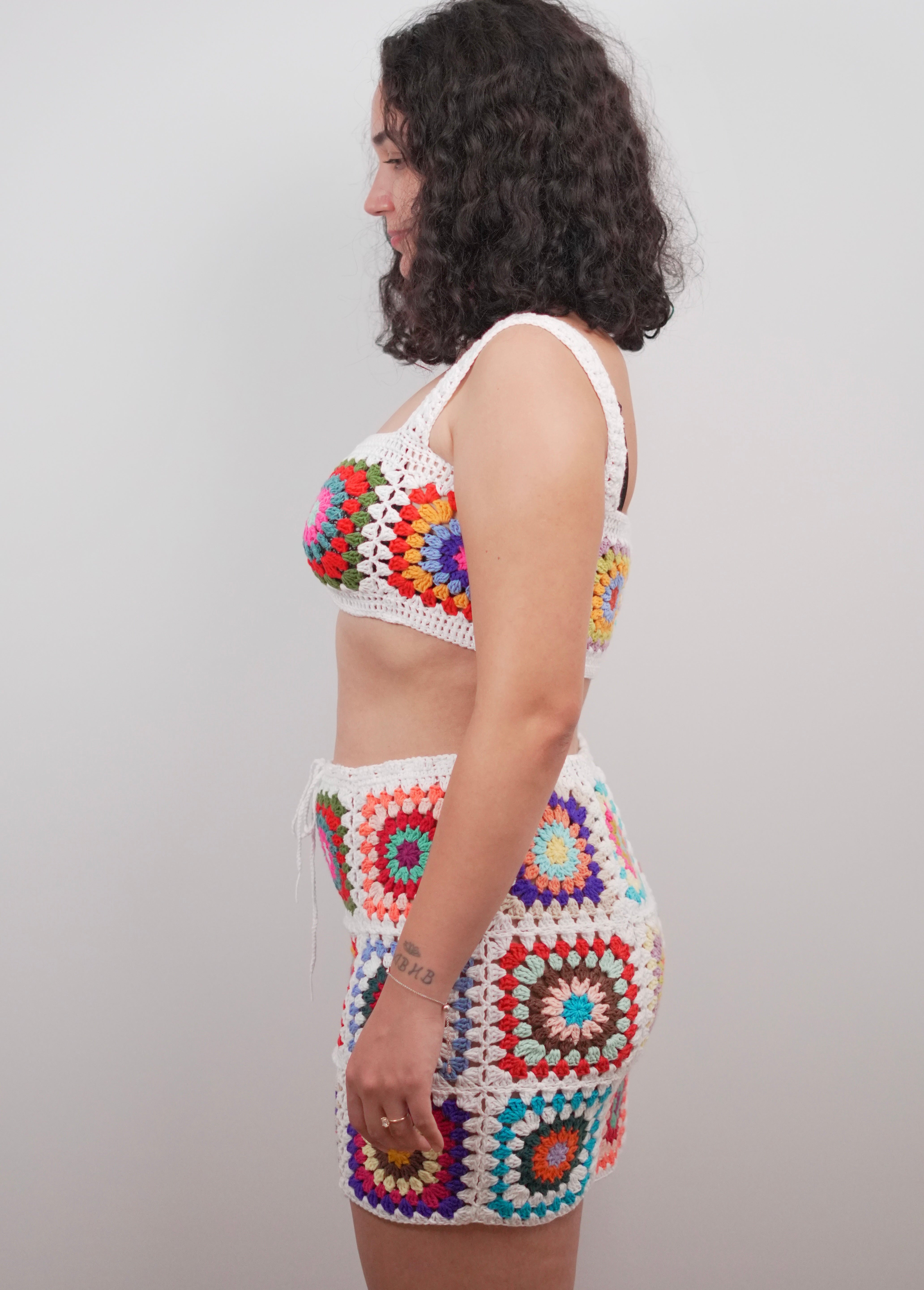 Mosaic skirt - handmade organic cotton crochet by Ana Chic
