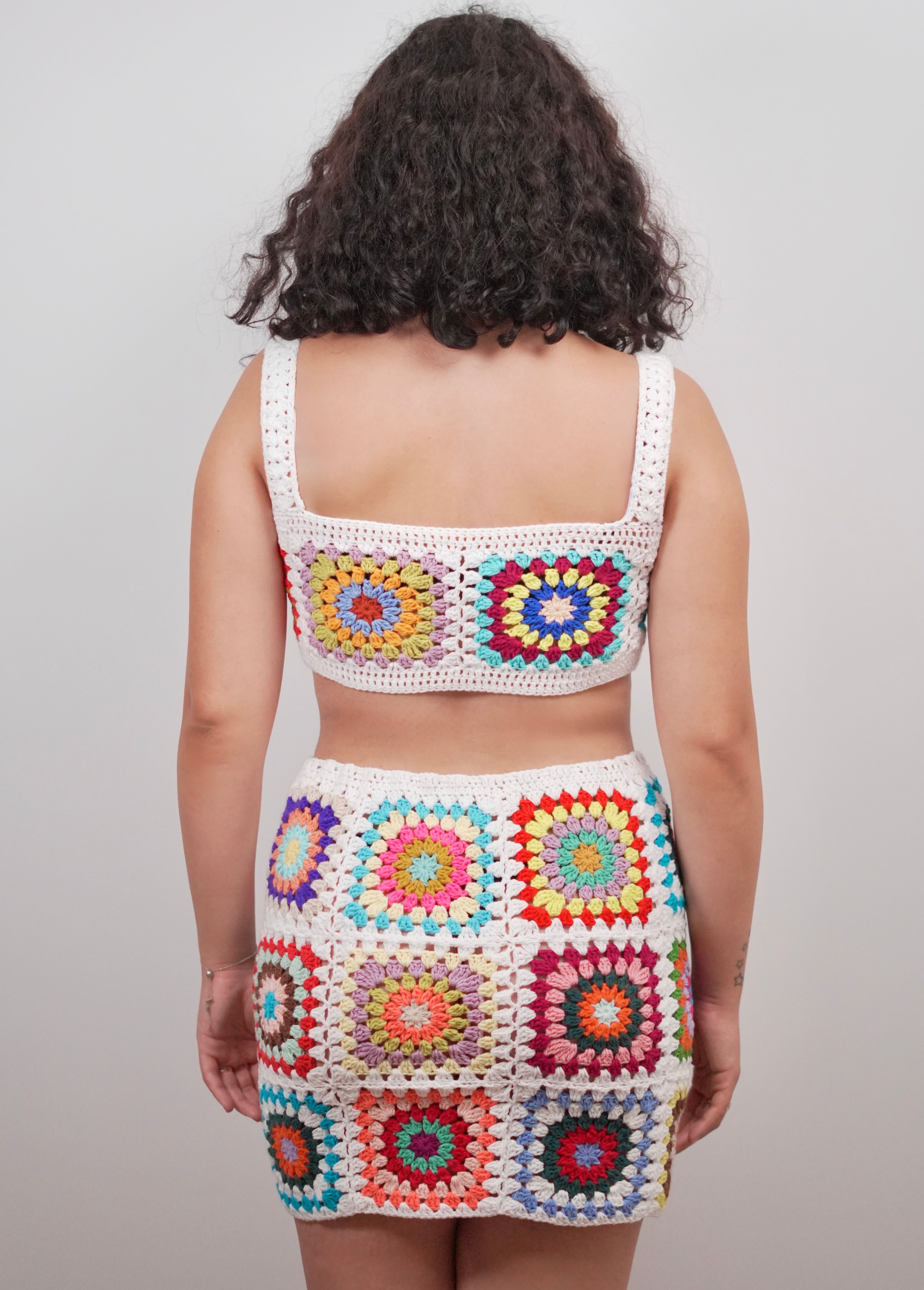 Mosaic skirt - handmade organic cotton crochet by Ana Chic