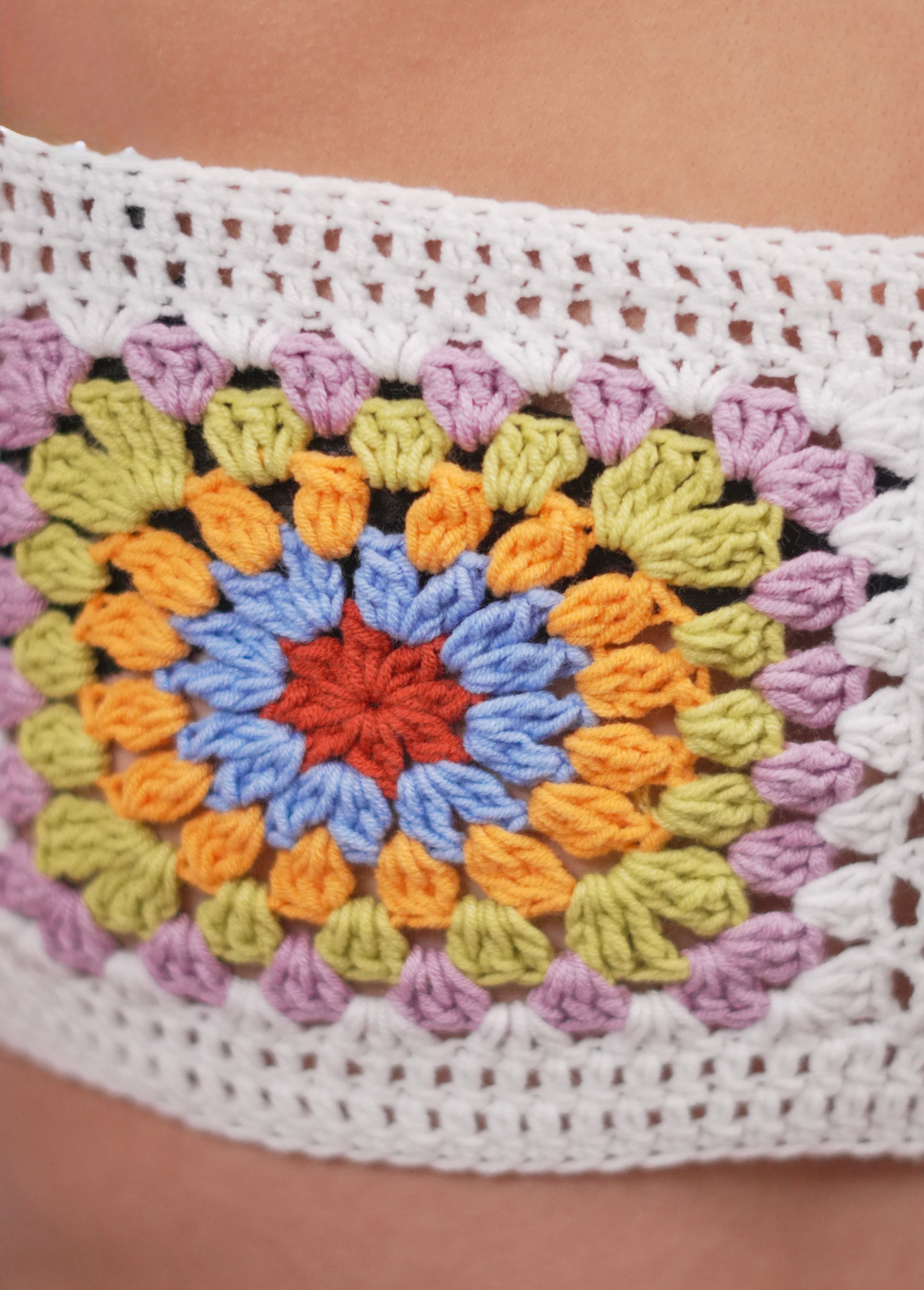 Mosaic crop top - handmade organic cotton crochet by Ana Chic