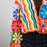 Rainbow Bloom Crop Cardigan