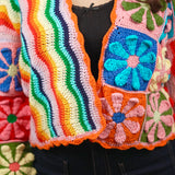 Rainbow Bloom Crop Cardigan