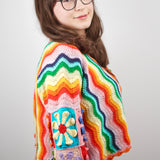 Rainbow Bloom Crop Cardigan