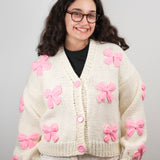 Pink Bow Knit Cardigan