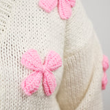 Pink Bow Knit Cardigan
