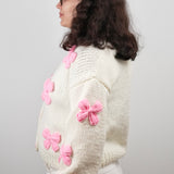 Pink Bow Knit Cardigan