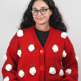 Red Rose Knit Cardigan