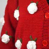 Red Rose Knit Cardigan