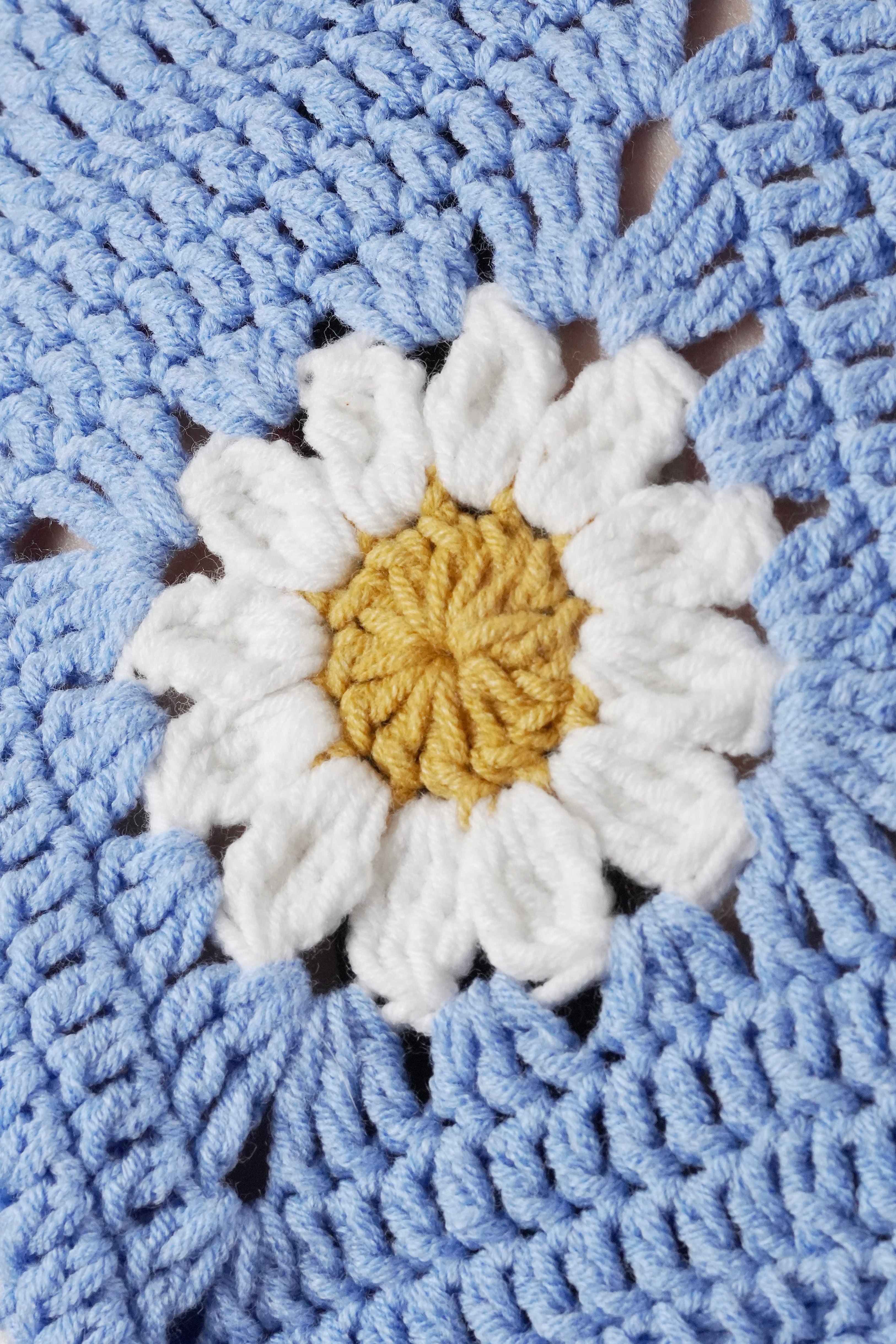 Handmade organic cotton crochet sky daisy by Ana Chic
