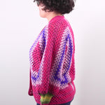 Handmade organic cotton crochet pink wave cardigan by Ana Chic