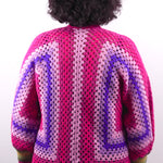 Handmade organic cotton crochet pink wave cardigan by Ana Chic